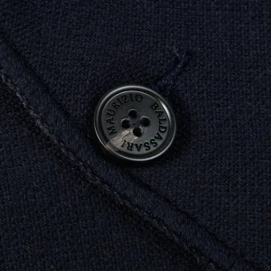 Maurizio Baldassari Outerwear | Navy Blue Knitted Wool Reversible Swacket