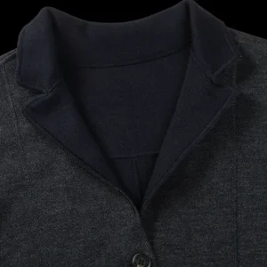 Maurizio Baldassari Outerwear | Navy Blue Knitted Wool Reversible Swacket