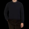 Alan Paine Sweaters | Navy Blue Lambswool Crew Neck