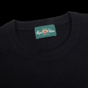 Alan Paine Knitwear | Navy Blue Lambswool Crew Neck