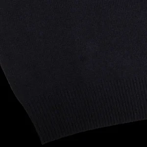 Alan Paine Knitwear | Navy Blue Lambswool Crew Neck