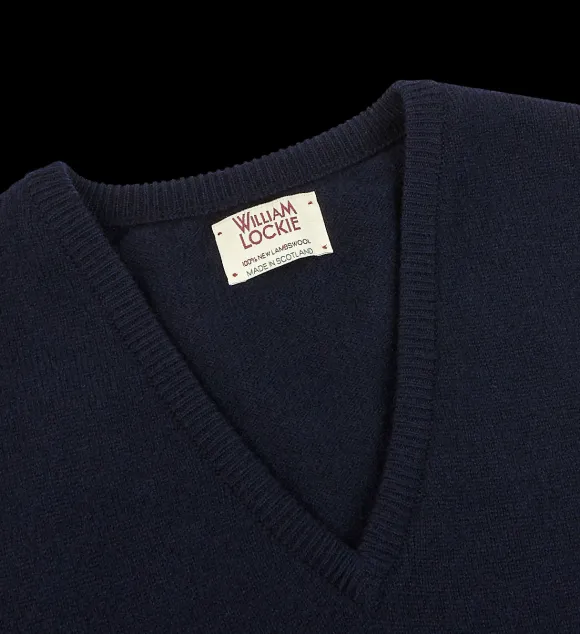 William Lockie Knitwear | Navy Blue Lambswool Slipover