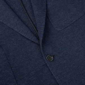 Canali Blazers | Navy Blue Melange Wool Jersey Jacket