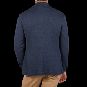Canali Blazers | Navy Blue Melange Wool Jersey Jacket