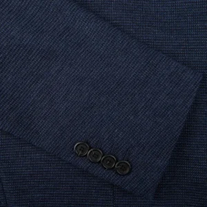 Canali Blazers | Navy Blue Melange Wool Jersey Jacket