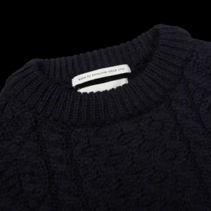 Peregrine Sweaters | Navy Blue Merino Wool Hudson Aran Jumper