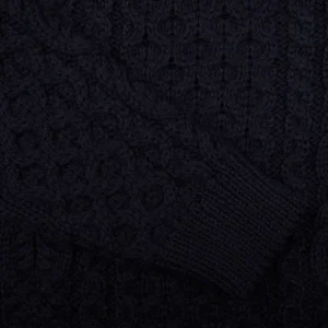 Peregrine Sweaters | Navy Blue Merino Wool Hudson Aran Jumper