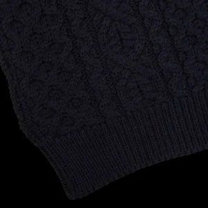 Peregrine Sweaters | Navy Blue Merino Wool Hudson Aran Jumper