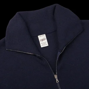 G.R.P Cardigans | Navy Blue Merino Wool Zip Jacket