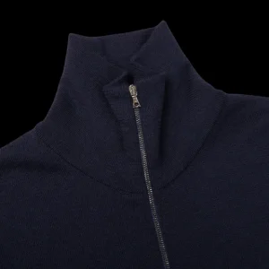 G.R.P Cardigans | Navy Blue Merino Wool Zip Jacket