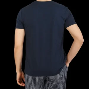 Derek Rose T-Shirts | Navy Blue Micro Modal Stretch T-Shirt