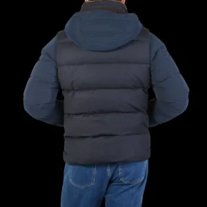 Moorer Outerwear | Navy Blue Nylon Down Padded Quilted Jacket