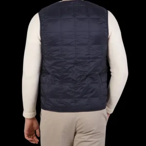 Taion Outerwear | Navy Blue Nylon Down Padded Vest