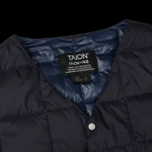 Taion Outerwear | Navy Blue Nylon Down Padded Vest