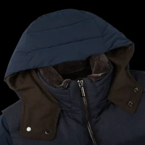Moorer Coats & Jackets | Navy Blue Nylon Down Padded Quilted Jacket