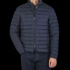 Save The Duck Outerwear | Navy Blue Nylon Technical Down Lewis Jacket