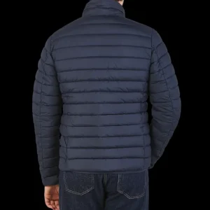 Save The Duck Outerwear | Navy Blue Nylon Technical Down Lewis Jacket