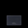 Smythson Wallets | Navy Blue Panama Leather Flat Card Holder