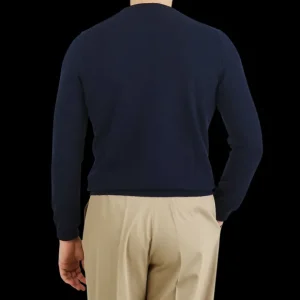 Gran Sasso Sweaters | Navy Blue Pure Cashmere Crew Neck
