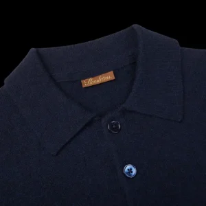 Stenströms Polo Shirts | Navy Blue Pure Cashmere Polo Shirt