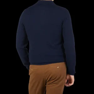 Stenströms Shirts | Navy Blue Pure Cashmere Polo Shirt