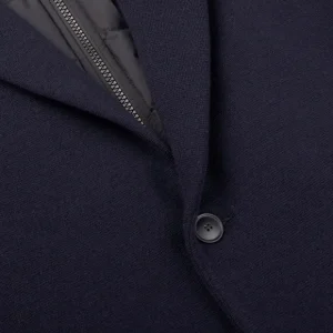 Gran Sasso Outerwear | Navy Blue Rain Wool Knitted Jacket