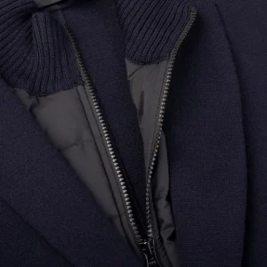 Gran Sasso Outerwear | Navy Blue Rain Wool Knitted Jacket