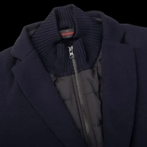 Gran Sasso Outerwear | Navy Blue Rain Wool Knitted Jacket
