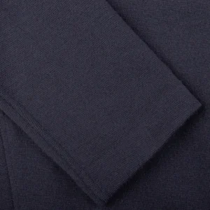 Gran Sasso Knitwear | Navy Blue Rain Wool Knitted Jacket