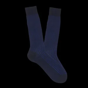 Canali Socks | Navy Blue Ribbed Cotton Vanisee Socks