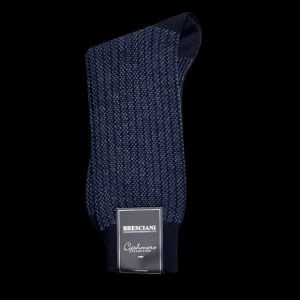 Bresciani Socks | Navy Blue Structured Cashmere Socks