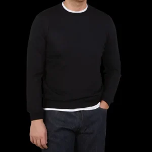 Filippo de Laurentiis Knitwear | Navy Blue Super 120S Merino Crew Neck