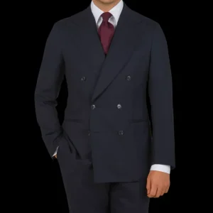 Baltzar Sartorial Suits | Navy Blue Super 100S Wool Db Suit Jacket