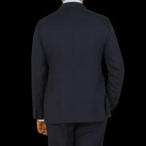 Baltzar Sartorial Suits | Navy Blue Super 100S Wool Db Suit Jacket