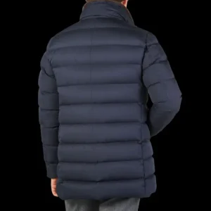 Herno Coats & Jackets | Navy Blue Technical Nylon Polar Tech Jacket
