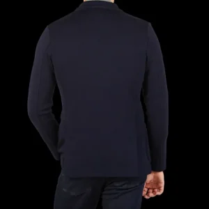 Gran Sasso Outerwear | Navy Blue Travel Wool Knitted Blazer