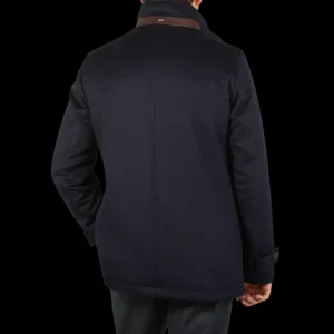 Herno Outerwear | Navy Blue Water Repellent Cashmere Car Coat