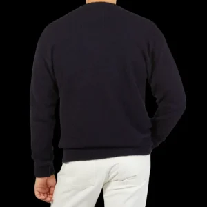 Altea Sweaters | Navy Blue Wool Alpaca Crewneck Sweater