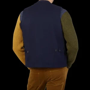 Universal Works Gilets | Navy Blue Wool Blend Chore Waistcoat