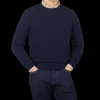 Filippo de Laurentiis Knitwear | Navy Blue Wool Cashmere Crewneck Sweater