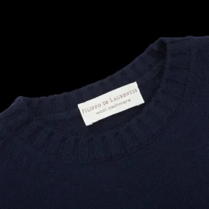 Filippo de Laurentiis Sweaters | Navy Blue Wool Cashmere Crewneck Sweater