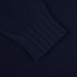 Filippo de Laurentiis Knitwear | Navy Blue Wool Cashmere Crewneck Sweater