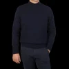 G.R.P Sweaters | Navy Blue Wool Cashmere Mock Neck Sweater