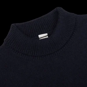 G.R.P Sweaters | Navy Blue Wool Cashmere Mock Neck Sweater