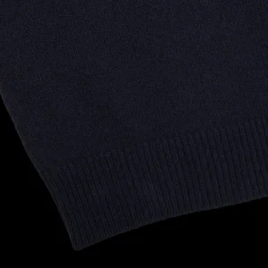 G.R.P Sweaters | Navy Blue Wool Cashmere Mock Neck Sweater