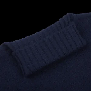 Filippo de Laurentiis Knitwear | Navy Blue Wool Cashmere Rollneck