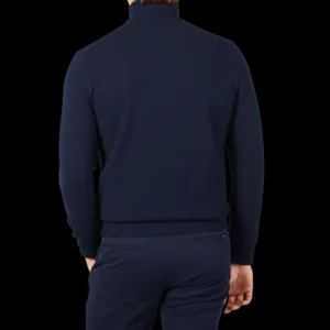 Filippo de Laurentiis Knitwear | Navy Blue Wool Cashmere Rollneck