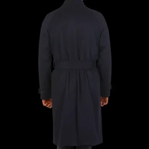 Studio 73 Outerwear | Navy Blue Wool Cashmere Raglan Coat