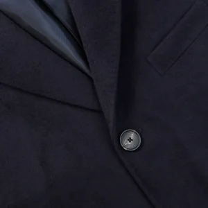 Tagliatore Outerwear | Navy Blue Wool Cashmere Tailored Coat