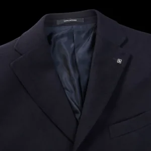 Tagliatore Outerwear | Navy Blue Wool Cashmere Tailored Coat